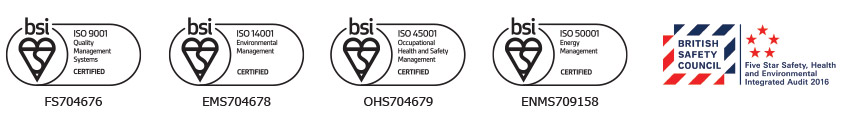BSI Iso 9001 accreditations footer british safety council scaffolding access services