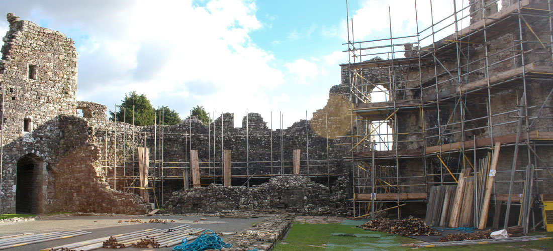 Coity castle CADW wales bridgend south wales conservation scaffolding 3