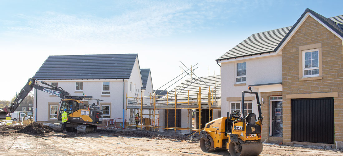 david wilson homes Dargavel village Bishopton Images scaffoldng house building