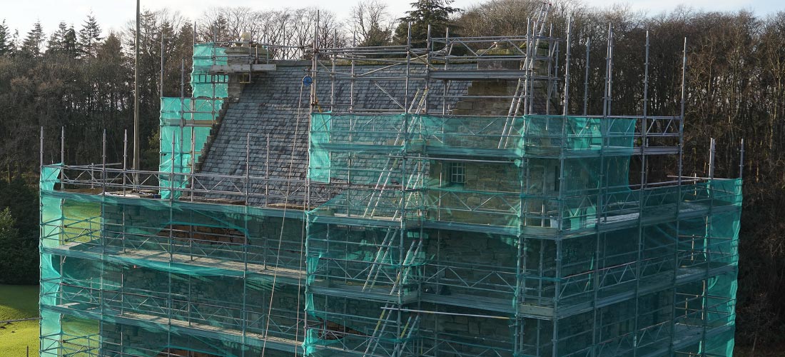 Dean Castle kilmarnock scotland restoration project contract scaffolding solution enigma industrial services