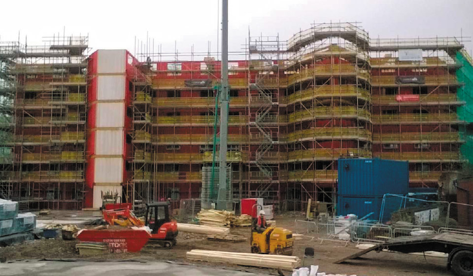 Fylde court UCLAN student accommodation university lancashire preston scaffolding enigma