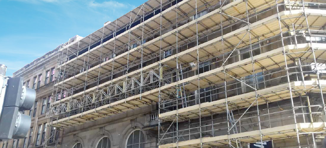 George Street glasgow apartments office building retail units scaffold hire