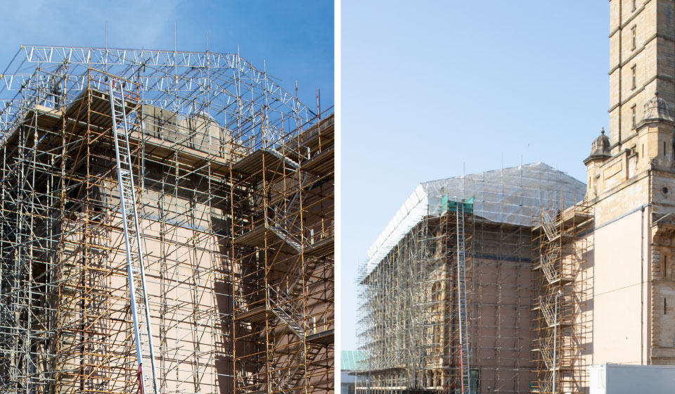 Greenock Municipal Buildings roofing project kwikstage scaffolding