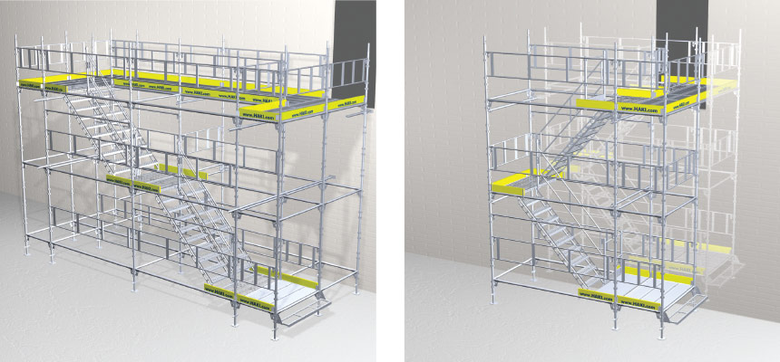 HAKI Stair Tower modular system scaffolding compact enigma industrial services