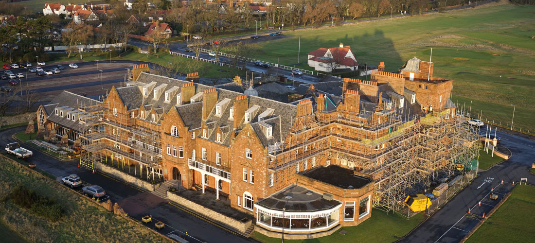 Marine Hotel Troon ayrshire hotel refurbishment restoration exterior roof facade scaffold