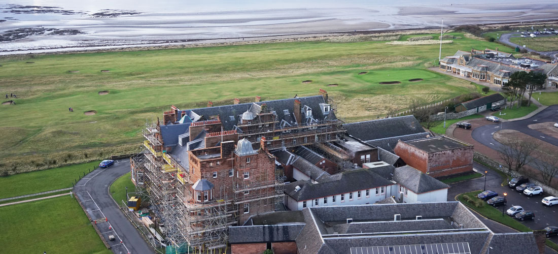 Marine Hotel Troon ayrshire hotel refurbishment restoration exterior roof facade scaffold