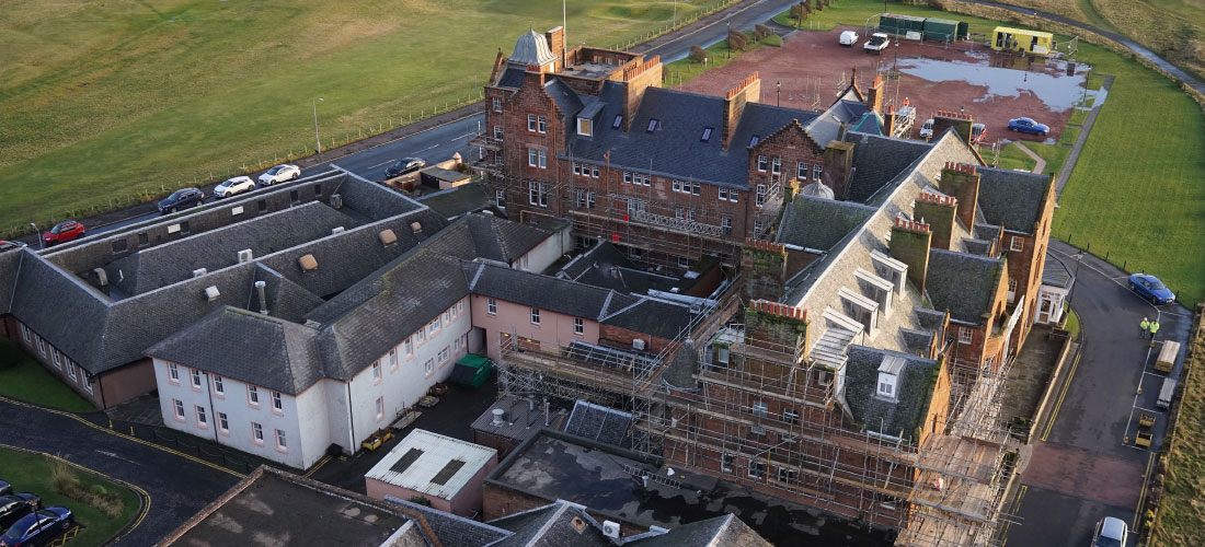 Marine Hotel Troon ayrshire hotel refurbishment restoration exterior roof facade scaffold
