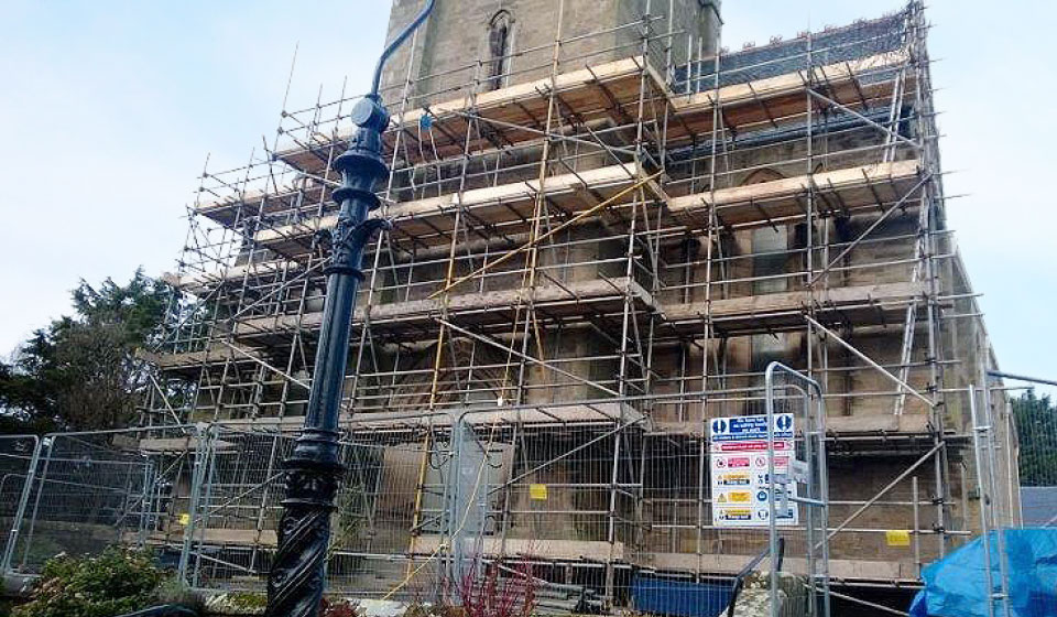 Parish Church Cupar fife refurbishment roof steeple scaffolders 2 interserve
