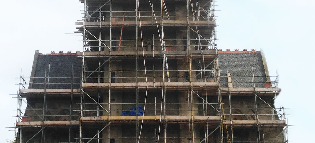 Parish Church Cupar historic building refurbishment temporary access scaffolding enigma uk