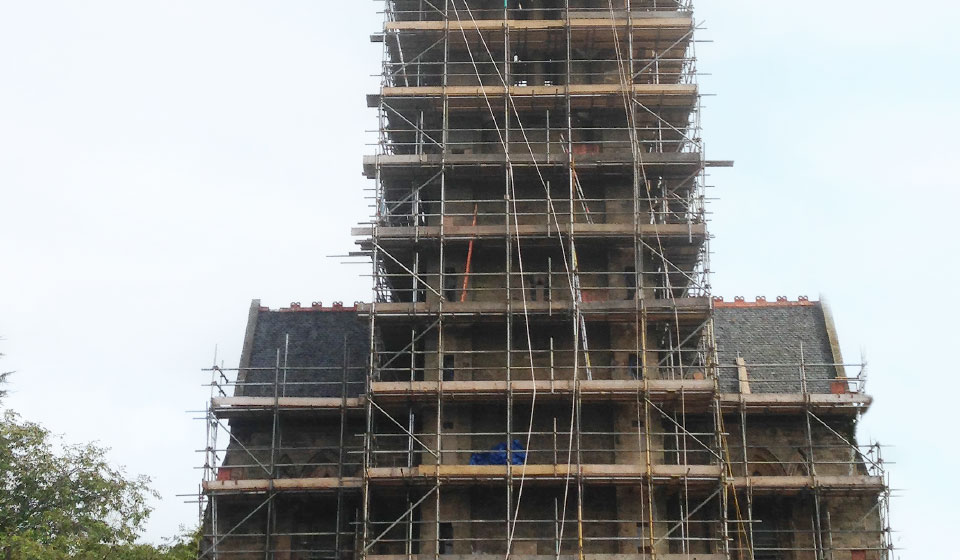 Parish Church Cupar st johns roof repair restoration scaffold 1 enigma uk