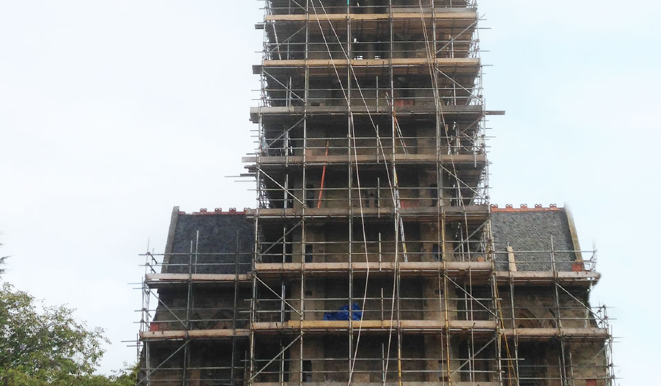 Parish Church Cupar st johns roof repair restoration scaffold 1 enigma uk