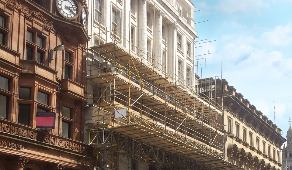 art deco anchor line building vincent street glasgow scaffolding project UK