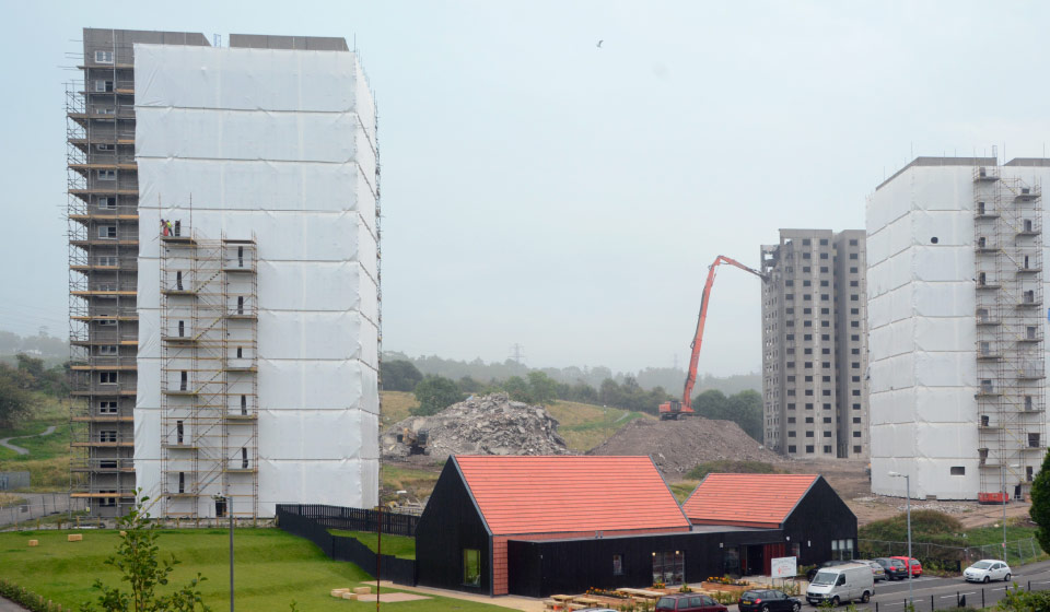bellsmyre demolition project flats apartments engima scaffolding hire contractors