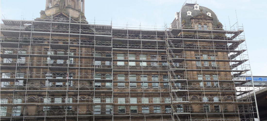 coop building glasgow enigma industrial services scaffolding access