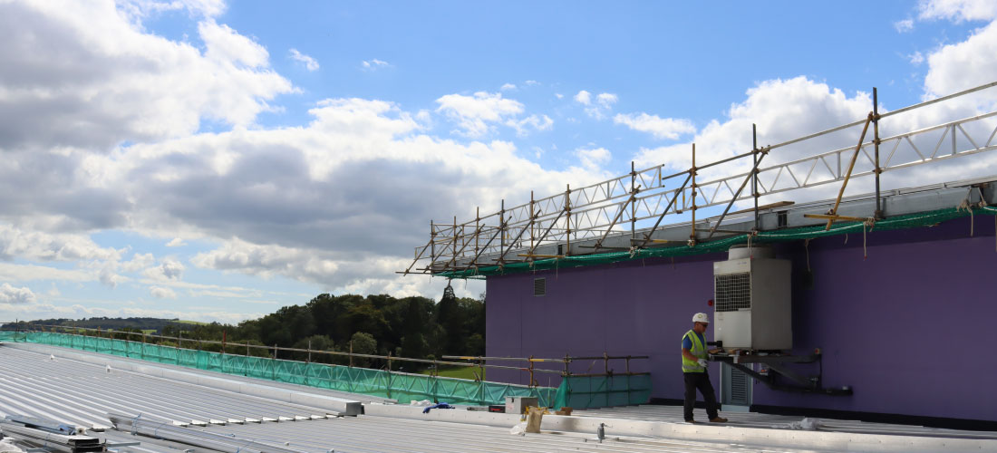 haki staircase edge protection scaffolding Ysgol Garth School Rhondda vinci construction south wales