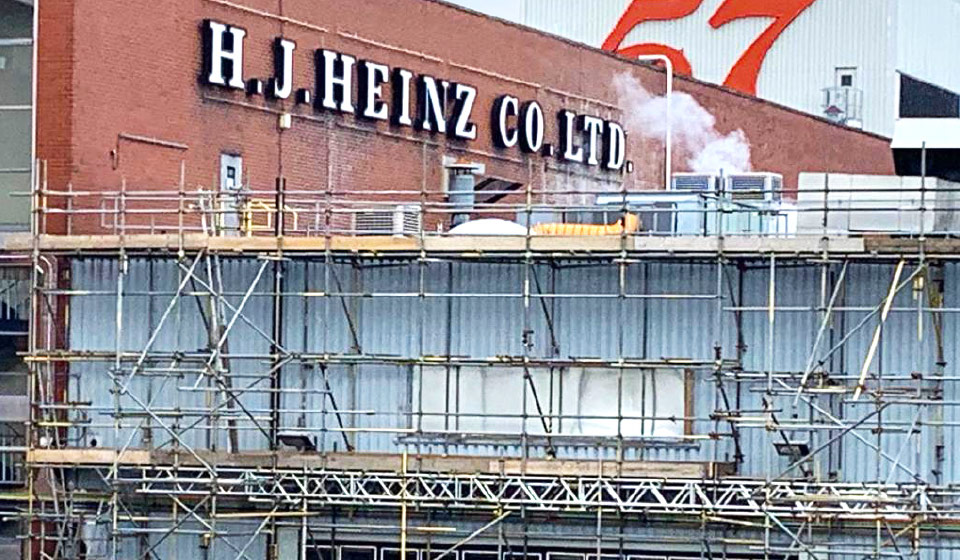 heinz kits green wigan food processing plant factory industrial scaffolding project