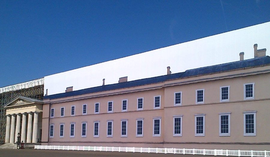 printed Encapsulation advertising building facade wrap historic building listed grade refurbishment restoration