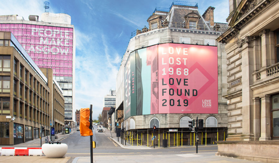 printed Encapsulation advertising building facade wrap shopping centre city restaurant bar retail outlet space