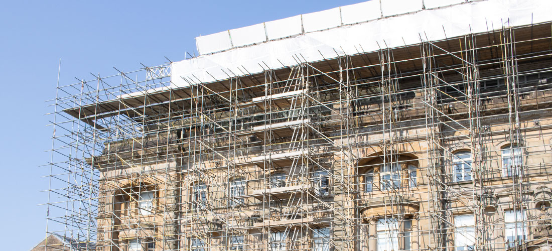 victoria tower scaffolding Greenock Municipal Buildings temporary roof