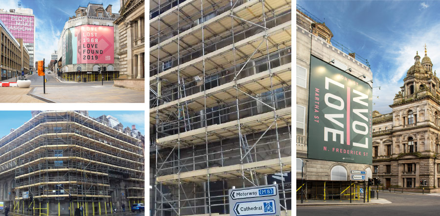 scaffolding glasgow george street love loan chris stewart group enigma