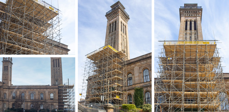 scaffolding glasgow trinity college tower contract scaffolding enigma is