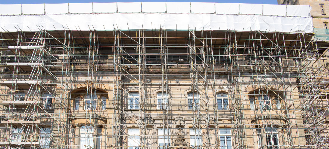 temporary roof repair scaffolding uk Greenock Municipal Buildings