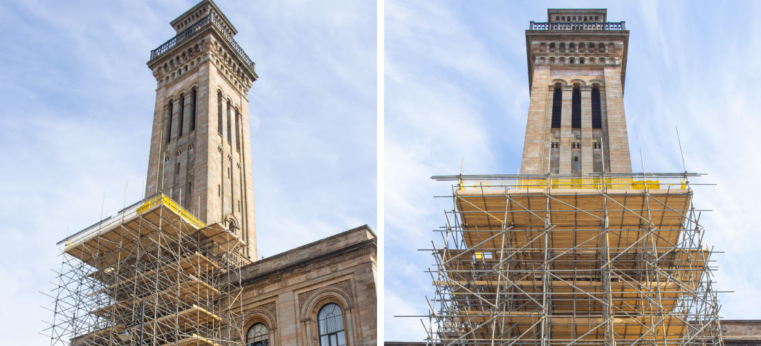 trinity college park circus glasgow church of scotland restoration scaffolding uk