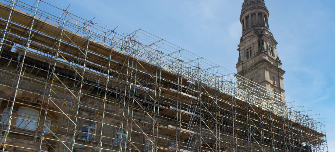 scaffold kwikstage enigma Greenock Municipal Buildings tube fitting